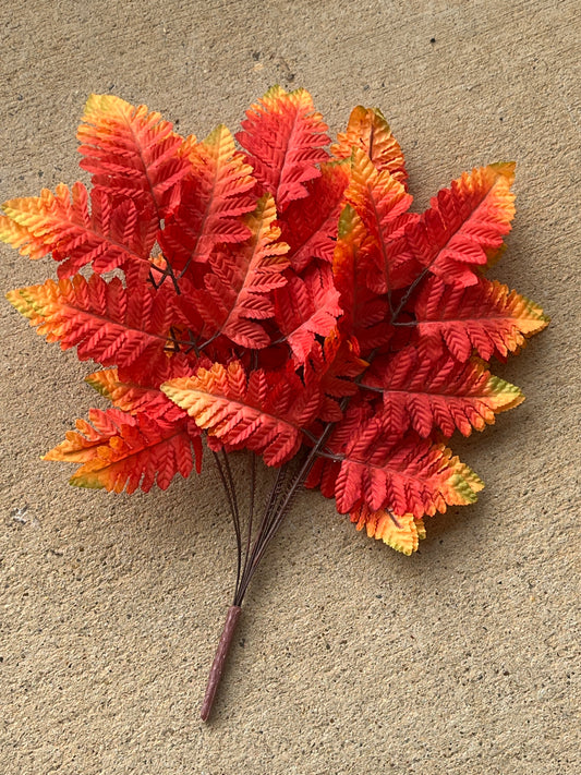 LEATHER FERN BUSH X 12-GPB307G-OR/DK.OR