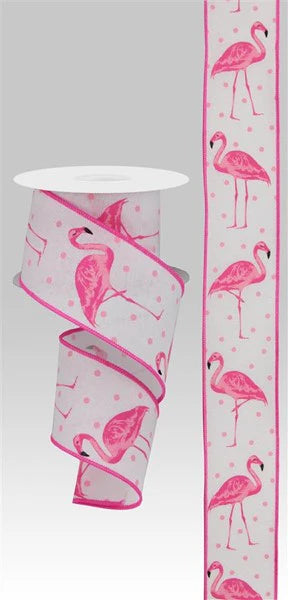 2.5" x 10yd Flamingo On Royal-White/Pink/Black-RG0169827
