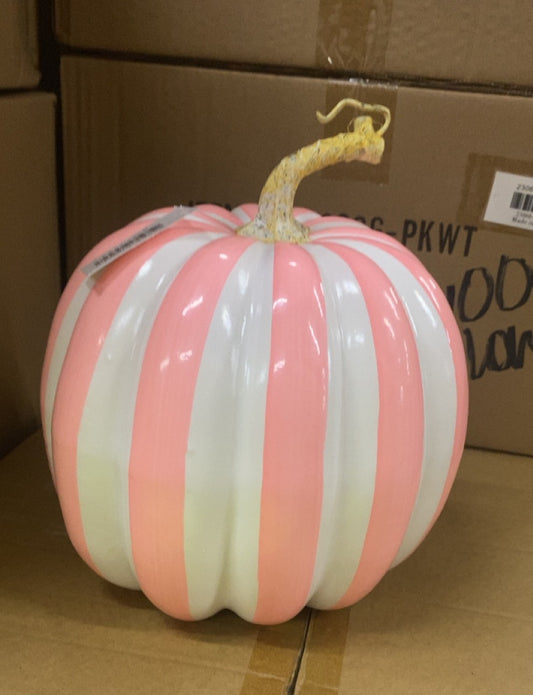 7.5" Stripe Pumpkin-Pink/White-23066PKWT