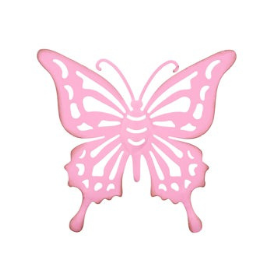 10.75"L METAL CUT-OUT BUTTERFLY WITH HOOK - PINK, YELLOW, LAVENDER, OR GREEN - AP037299