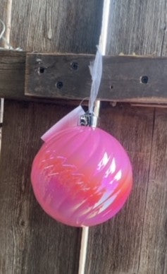 4.7" Iridescent Spiral Ball Orn-Pink-25690