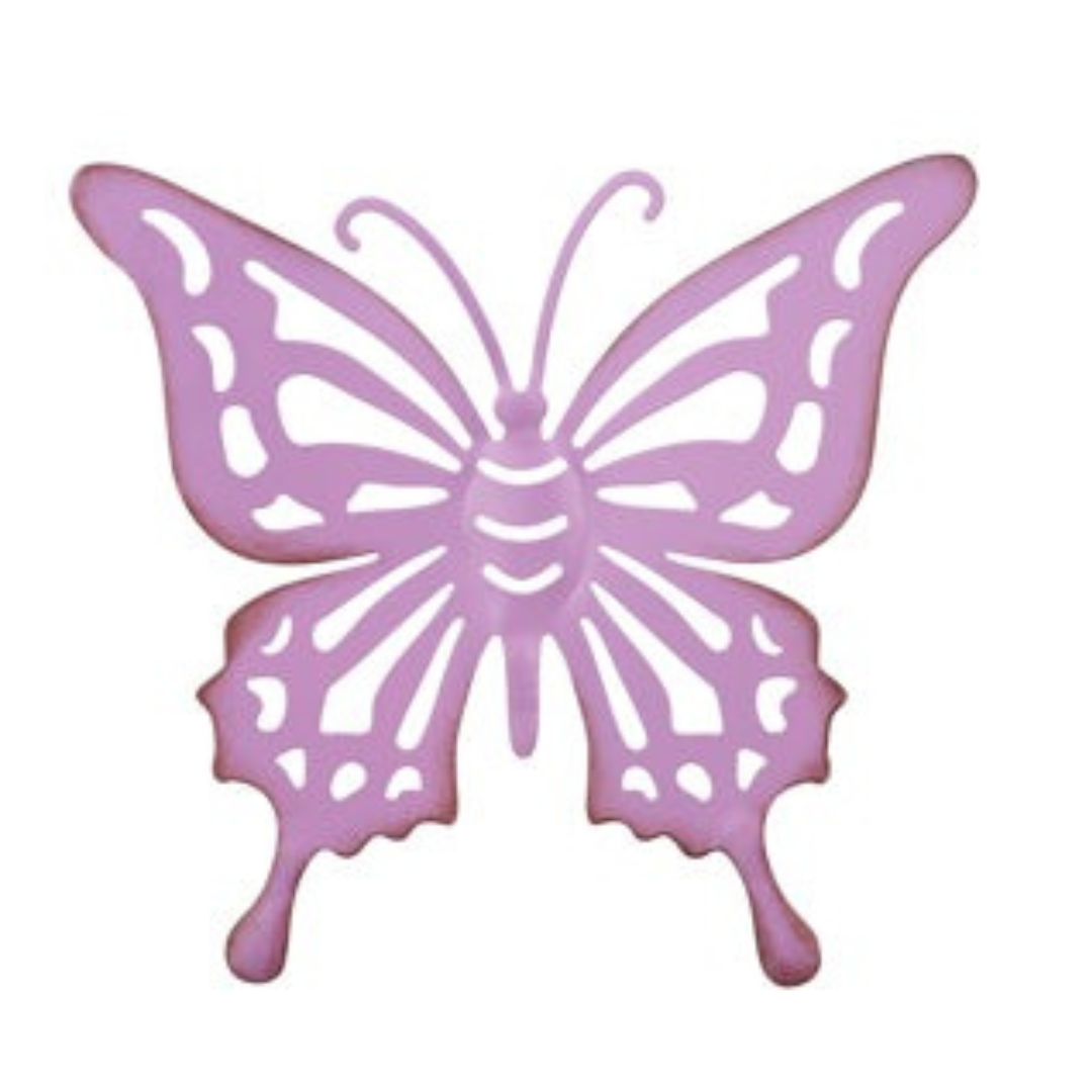 10.75"L METAL CUT-OUT BUTTERFLY WITH HOOK - PINK, YELLOW, LAVENDER, OR GREEN - AP037299