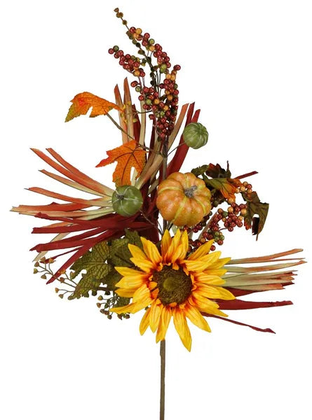 26"L PUMPKIN/GOURD/SUNFLOWER/LEAF SPRAY -HA1450