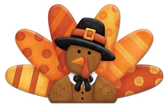 14"L METAL/EMBOSSED TURKEY SIGN