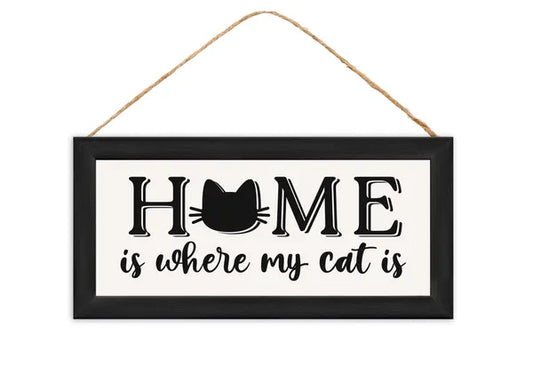 12.5"L X 6"H HOME/CAT SIGN-BLACK/GREY-AP7370