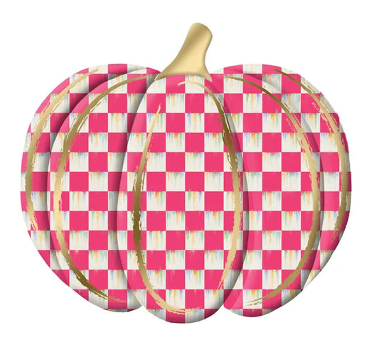 12"H METAL / EMBOSSED CHECK PUMPKIN SIGN -MD165911
