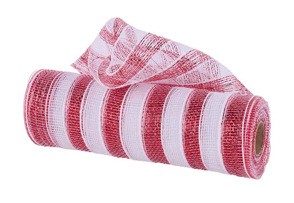 10"X10YD STRIPE MESH Red/WHITE-RE1316C4