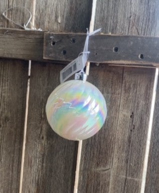 4.7" Iridescent Spiral Ball Orn-White-25692