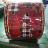 2.5" x 10 yds plaid christmas trees