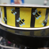 7/8" x 25 yds bee striped unwired ribbon