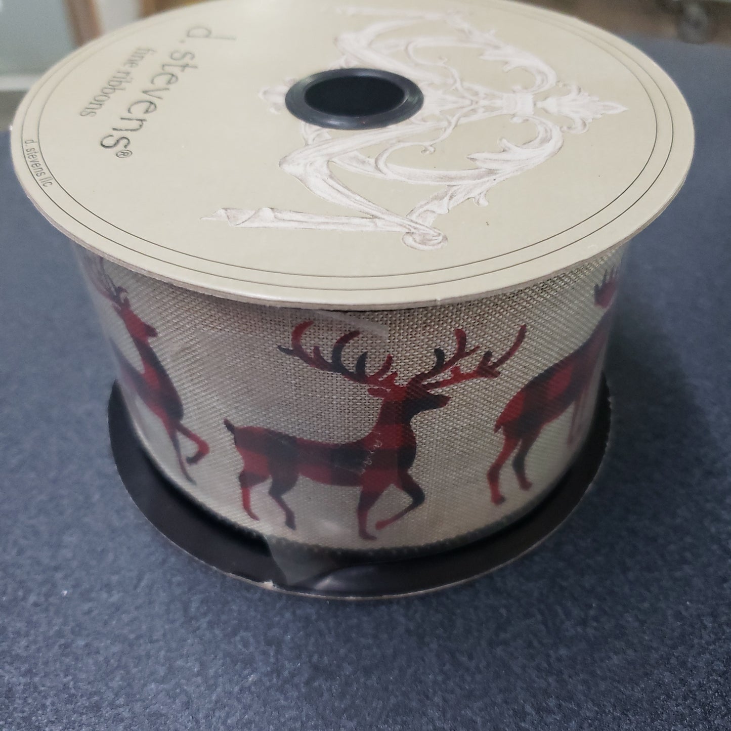 2.5" x 10 yard Christmas deer ribbon