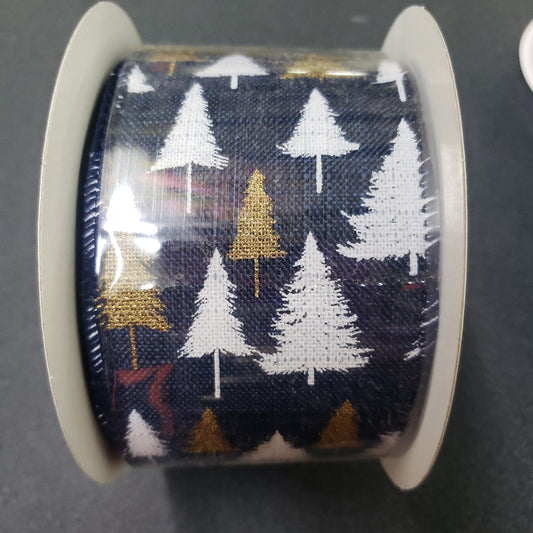 2.5" x 10 yard Christmas trees ribbon