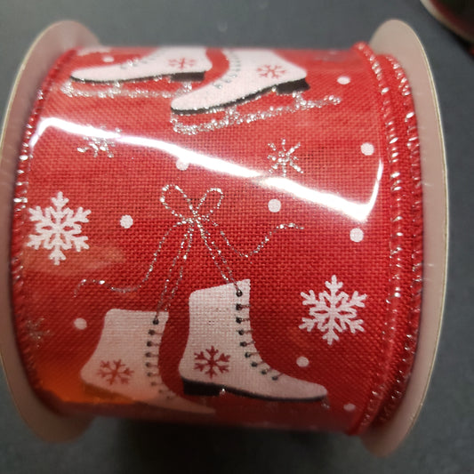 2.5"X10YD winter ICE SKATEs royal burlap ribbon-RGC157424