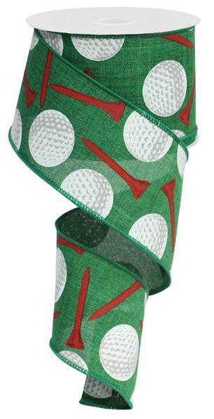 2.5"X10yd Golf Balls sports Royal burlap ribbon