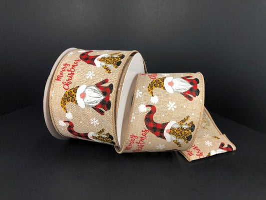 2.5" x 10 yard  cheetah gnomes ribbon