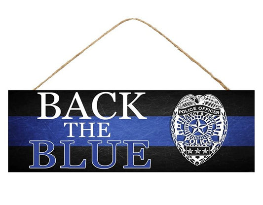 15"L X 5"H Back The Blue Police wood Sign