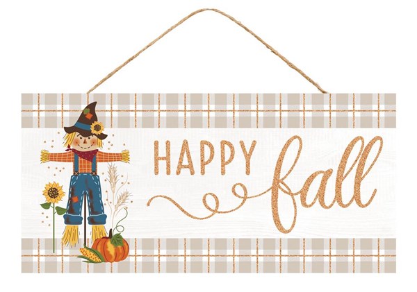 12.5"L X 6"H HAPPY FALL SCARECROW wood SIGN