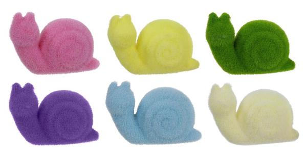 5.5"L x 3.75"H Flocked Snail 6 assorted