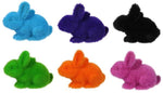 4"Lx3"H Flocked Laying Rabbit 6 assorted
