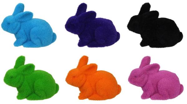 6.5"Lx5"H Flocked Laying Rabbit 6 assorted