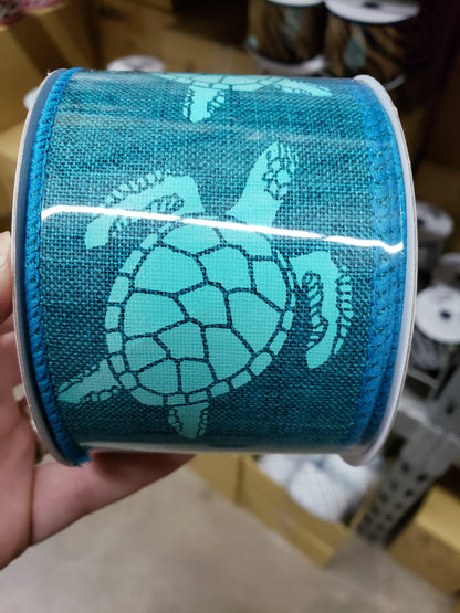 2.5" x 10 yds. Sea turtle ribbon