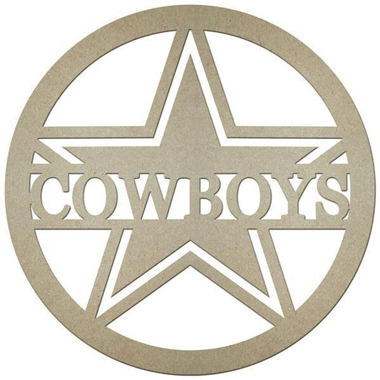 23"Dia wood Cowboys with a Star In A Circle sign