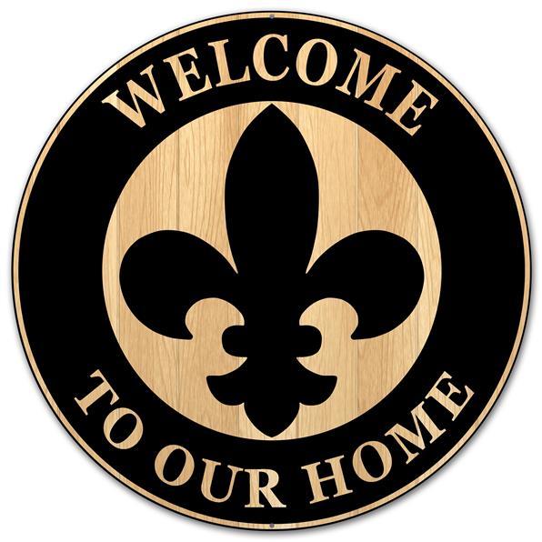 12"Dia fleur de lis Metal "Welcome To Our Home" Sign