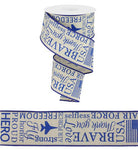 2.5"X10yd United States Air Force On Royal Burlap   Light Natural/Blue ribbon