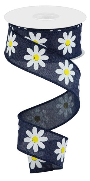 1.5"X10YD Spring Daisy ribbon - blue