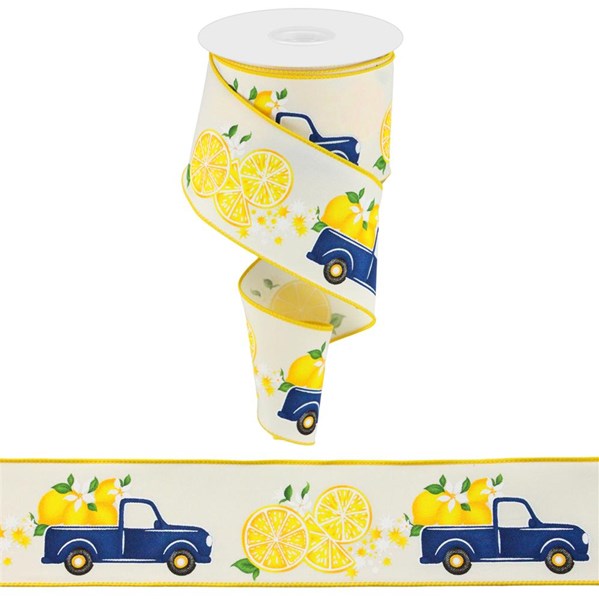 2.5" x 10 yard lemon vintage truck ribbon