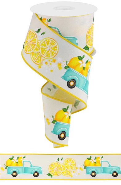 2.5" x 10 yard lemons and vintage truck ribbon