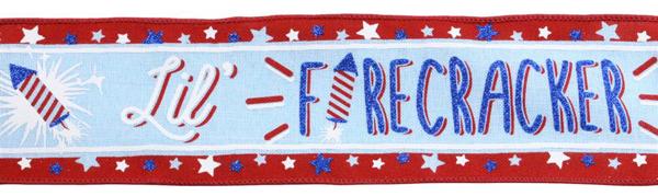 2.5"X10YD patriotic LIL' FIRECRACKER ribbon - blue