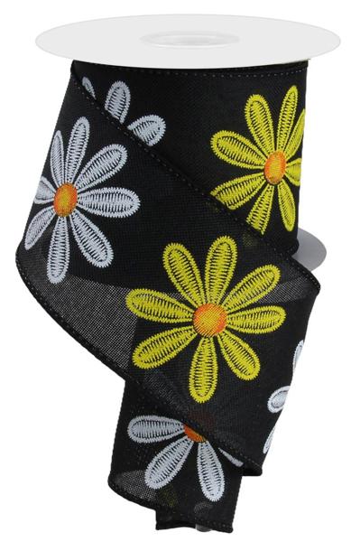 2.5"X10YD EMBROIDERED DAISY