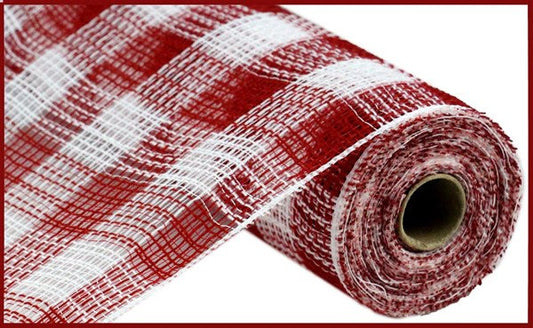 10.5"X10yd Faux Jute Small Check - red/white