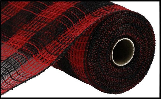 10.5"X10yd Faux Jute Small Check - red/black