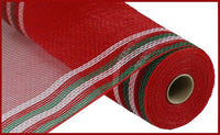 10.5"X10yd Border Stripe Metallic Mesh red/emerald/white