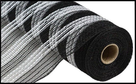 10.5"X10yd Border Stripe Metallic Mesh black/white