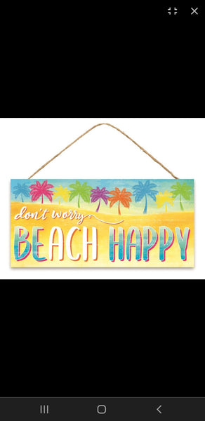 12.5”Lx6”H Stay Beach Happy Sign